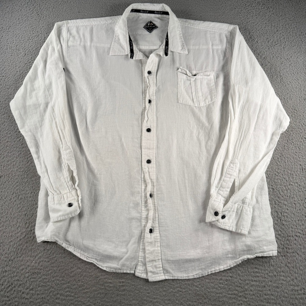 Blanc du Nil Shirt Mens 2XL White Cotton Long Sleeve Coastal Pocket